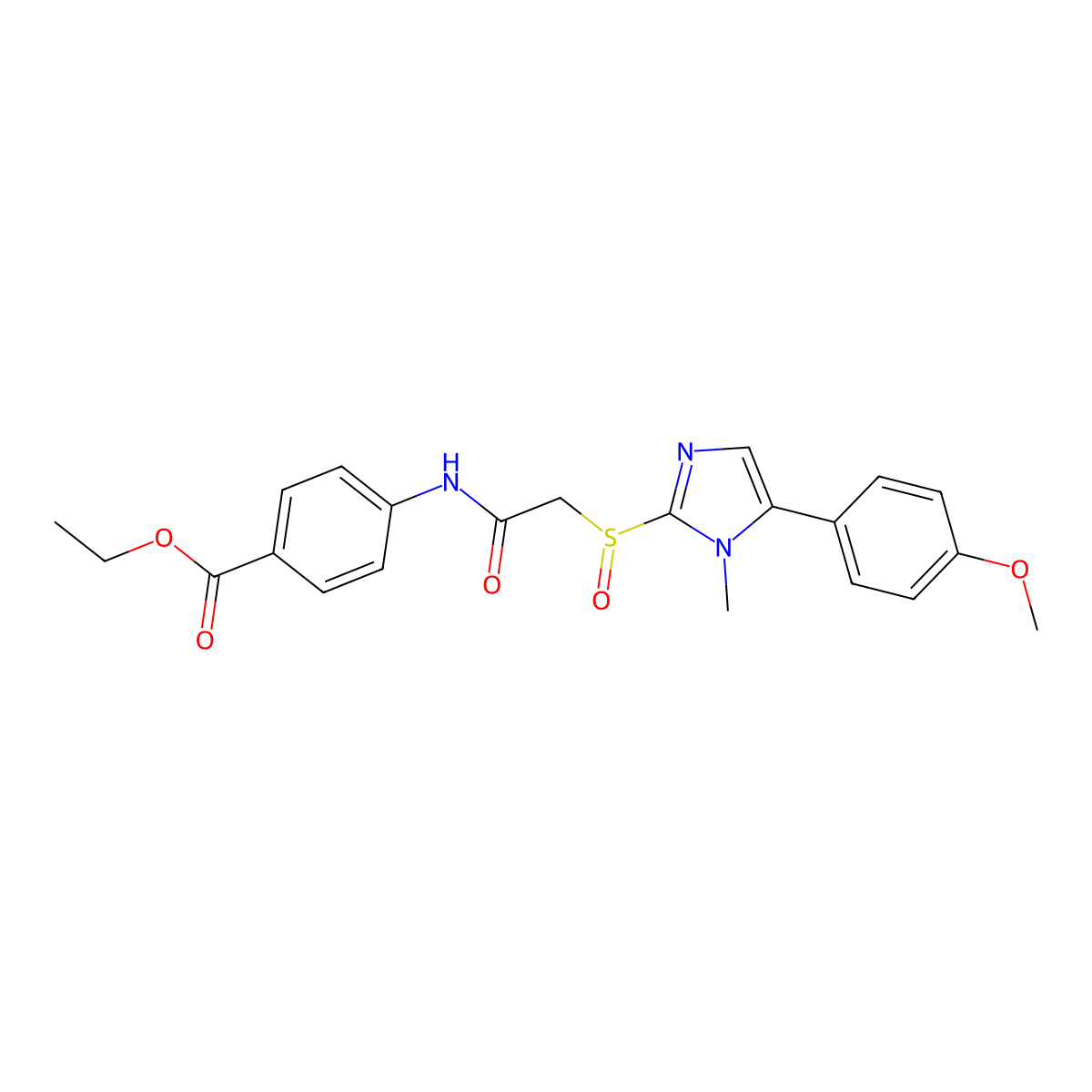 ethyl 4-(2-((5-(4-methoxyphenyl)-1-methyl-1H-imidazol-2-yl)sulfinyl)acetamido)benzoate molecular structure, CAS 1006978-01-3