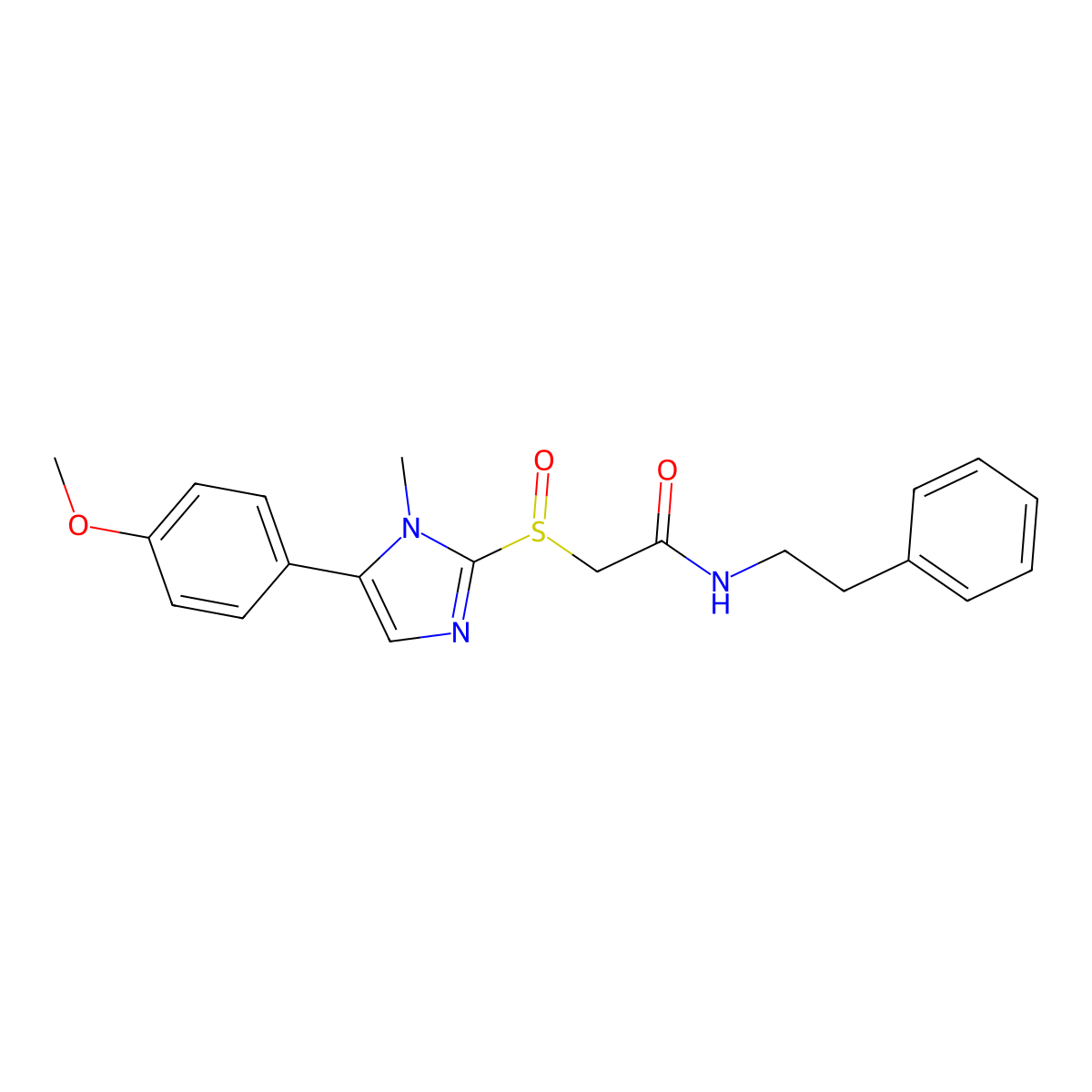 2-((5-(4-methoxyphenyl)-1-methyl-1H-imidazol-2-yl)sulfinyl)-N-phenethylacetamide molecular structure, CAS 1006978-06-8
