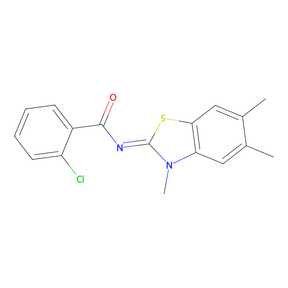 (Z)-2-chloro-N-(3,5,6-trimethylbenzo[d]thiazol-2(3H)-ylidene)benzamide molecular structure, CAS 1006987-76-3