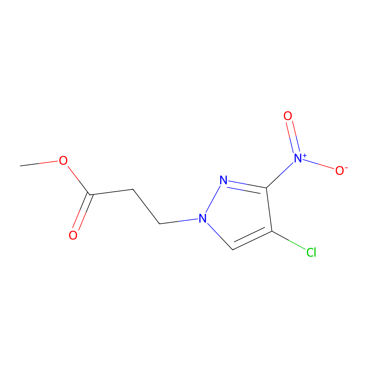 methyl 3-(4-chloro-3-nitro-1H-pyrazol-1-yl)propanoate molecular structure, CAS 1006993-44-7