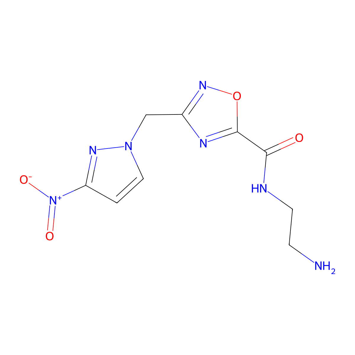 N-(2-aminoethyl)-3-[(3-nitro-1H-pyrazol-1-yl)methyl]-1,2,4-oxadiazole-5-carboxamide molecular structure, CAS 1006993-71-0