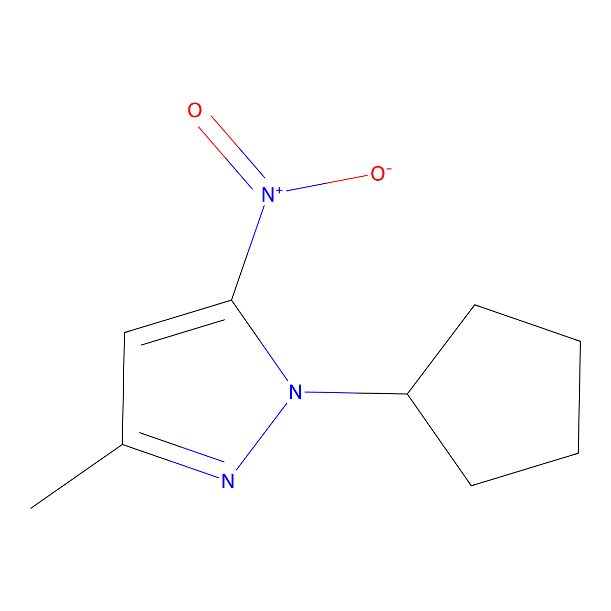 1-cyclopentyl-3-methyl-5-nitro-1H-pyrazole molecular structure, CAS 1006994-24-6