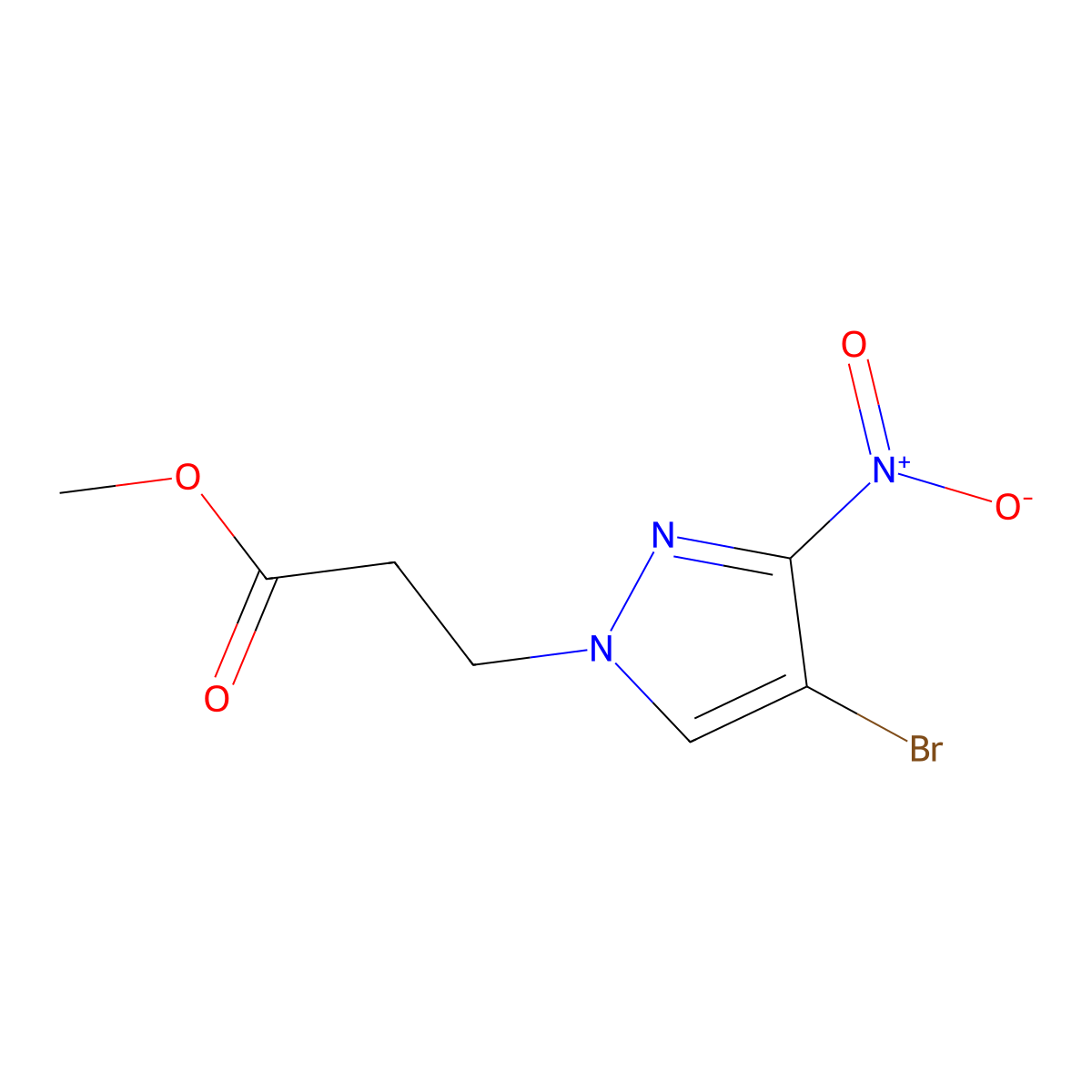 methyl 3-(4-bromo-3-nitro-1H-pyrazol-1-yl)propanoate molecular structure, CAS 1006994-38-2