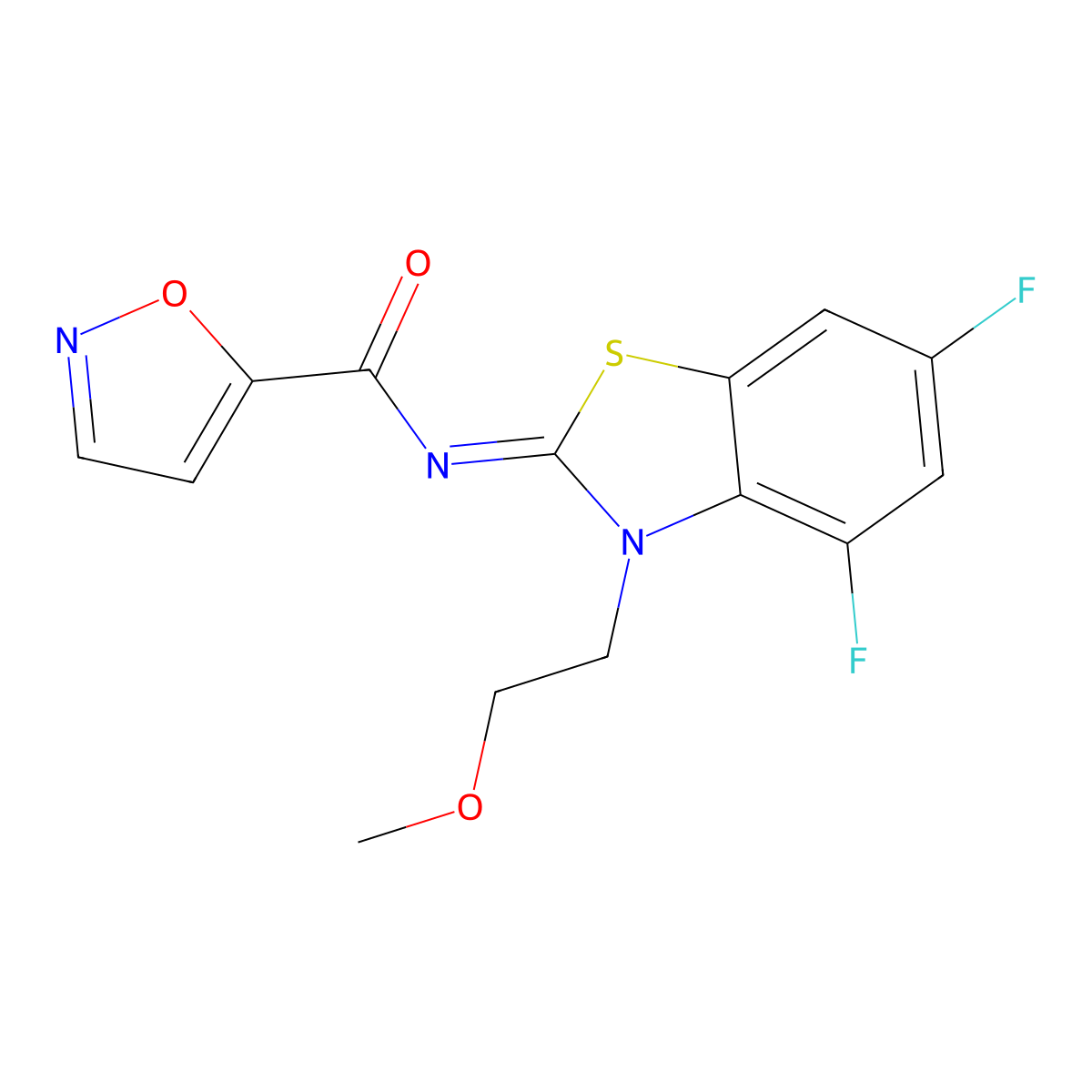 (Z)-N-(4,6-difluoro-3-(2-methoxyethyl)benzo[d]thiazol-2(3H)-ylidene)isoxazole-5-carboxamide molecular structure, CAS 1006998-87-3