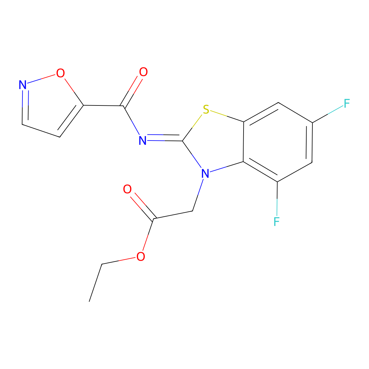 (Z)-ethyl 2-(4,6-difluoro-2-((isoxazole-5-carbonyl)imino)benzo[d]thiazol-3(2H)-yl)acetate molecular structure, CAS 1006999-59-2