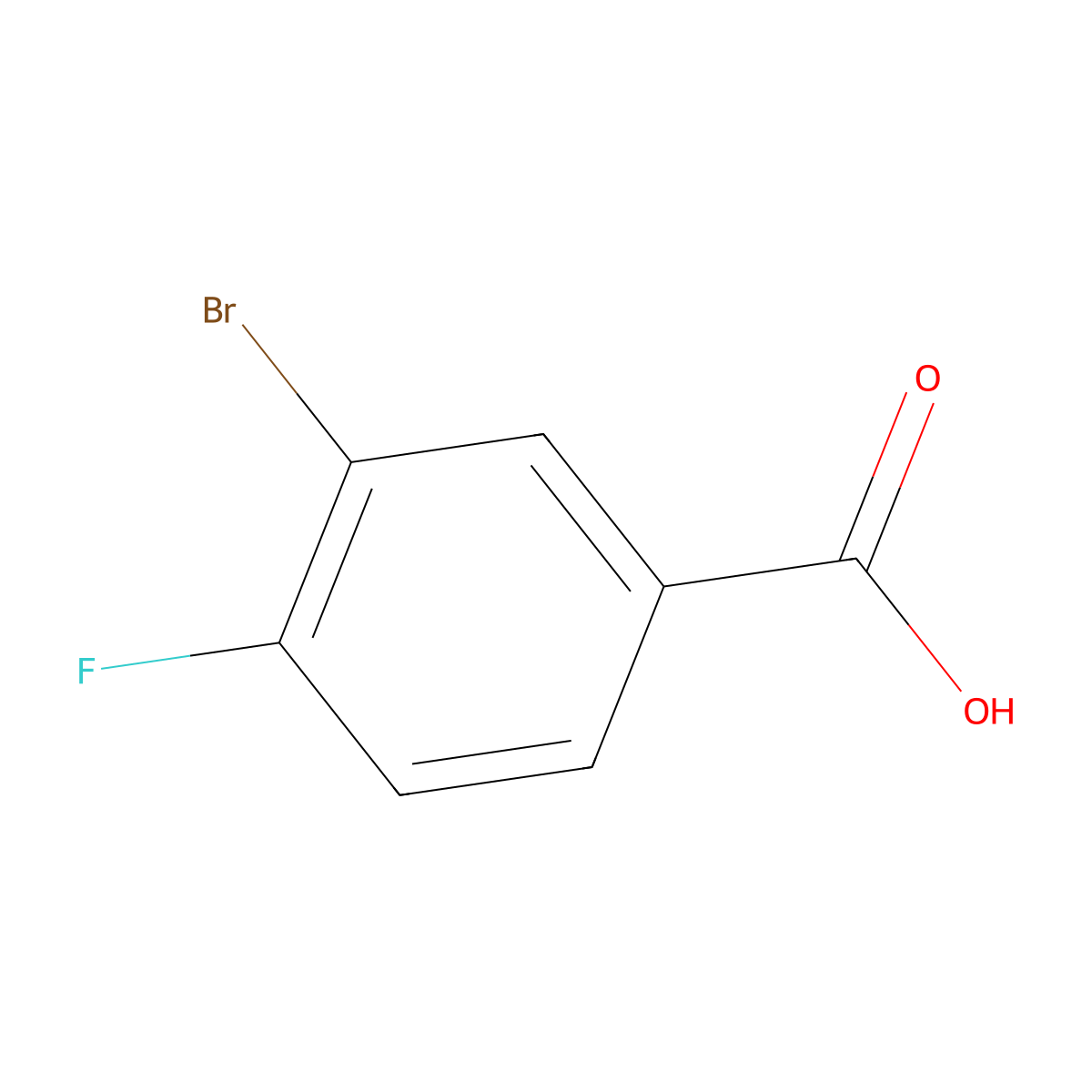 3-Bromo-4-fluorobenzoic acid molecular structure, CAS 1007-16-5