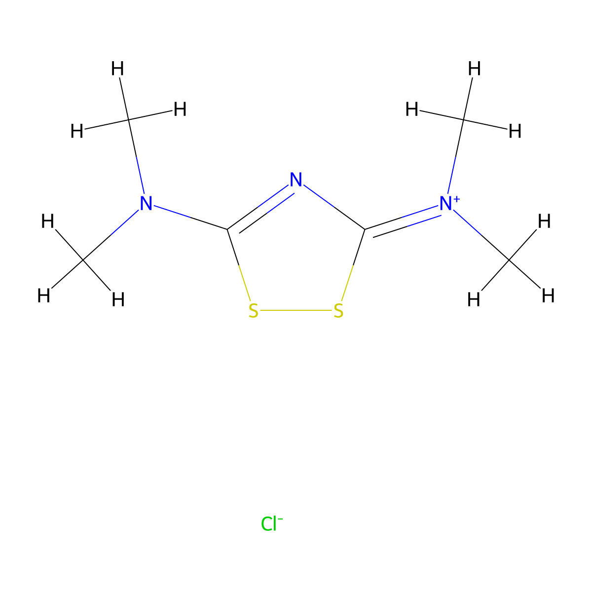 Bis(dimethylamino)dithiazolium molecular structure, CAS 1007-22-3