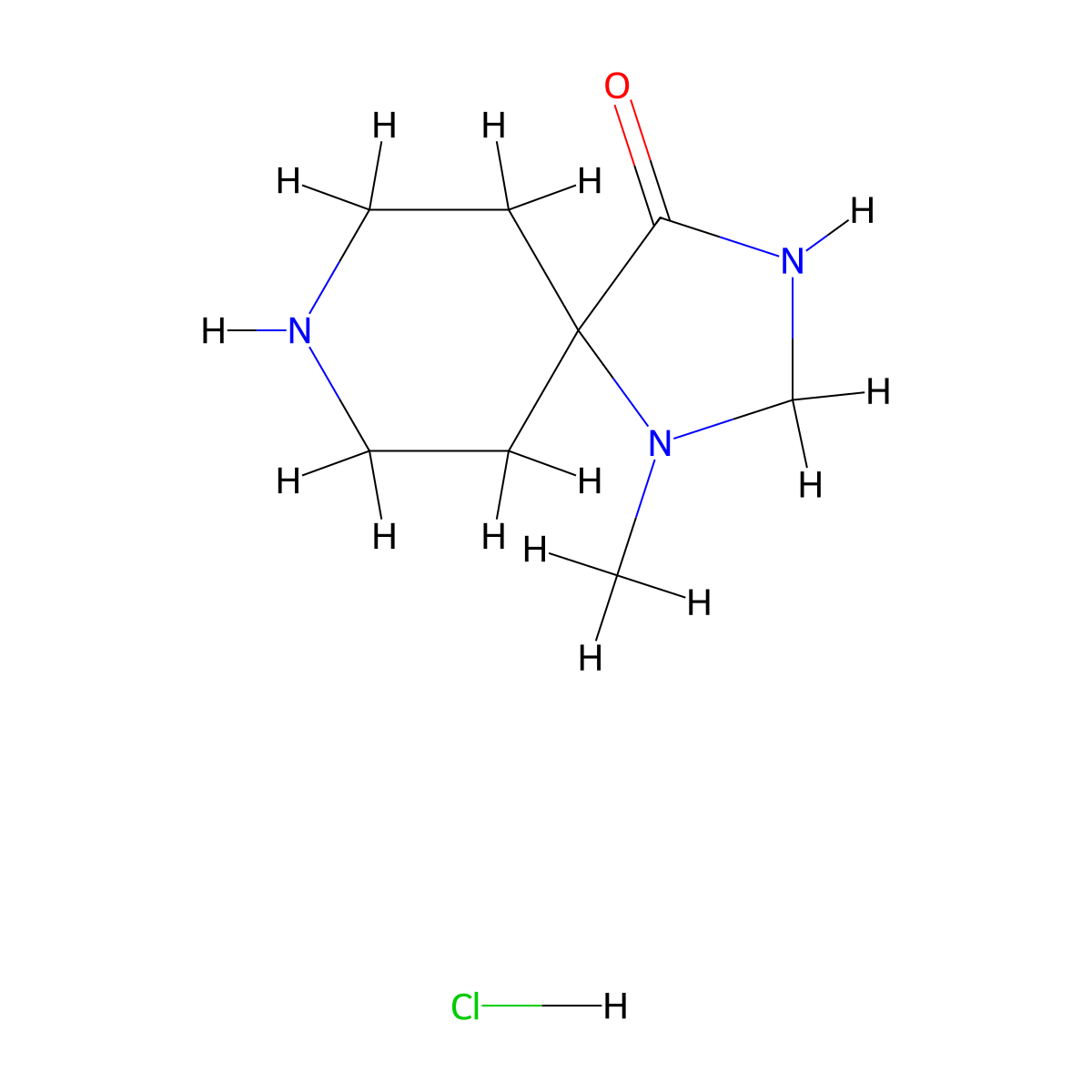 1-Methyl-1,3,8-triazaspiro(4.5)decan-4-one hydrochloride molecular structure, CAS 1007-60-9