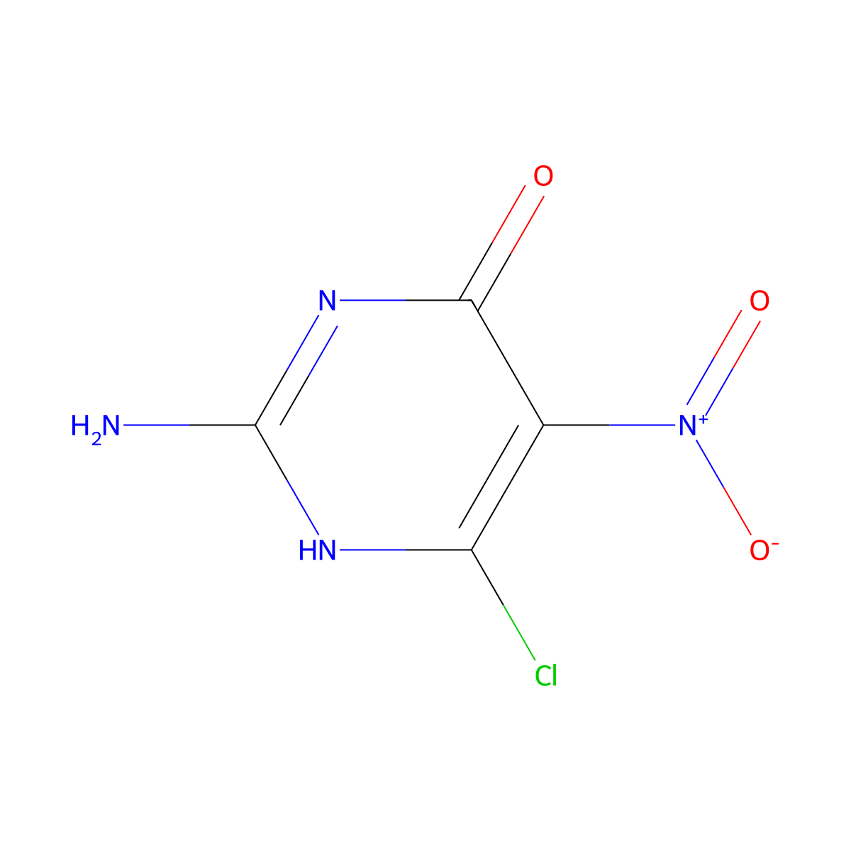 2-amino-6-chloro-5-nitro-1H-pyrimidin-4-one molecular structure, CAS 1007-99-4