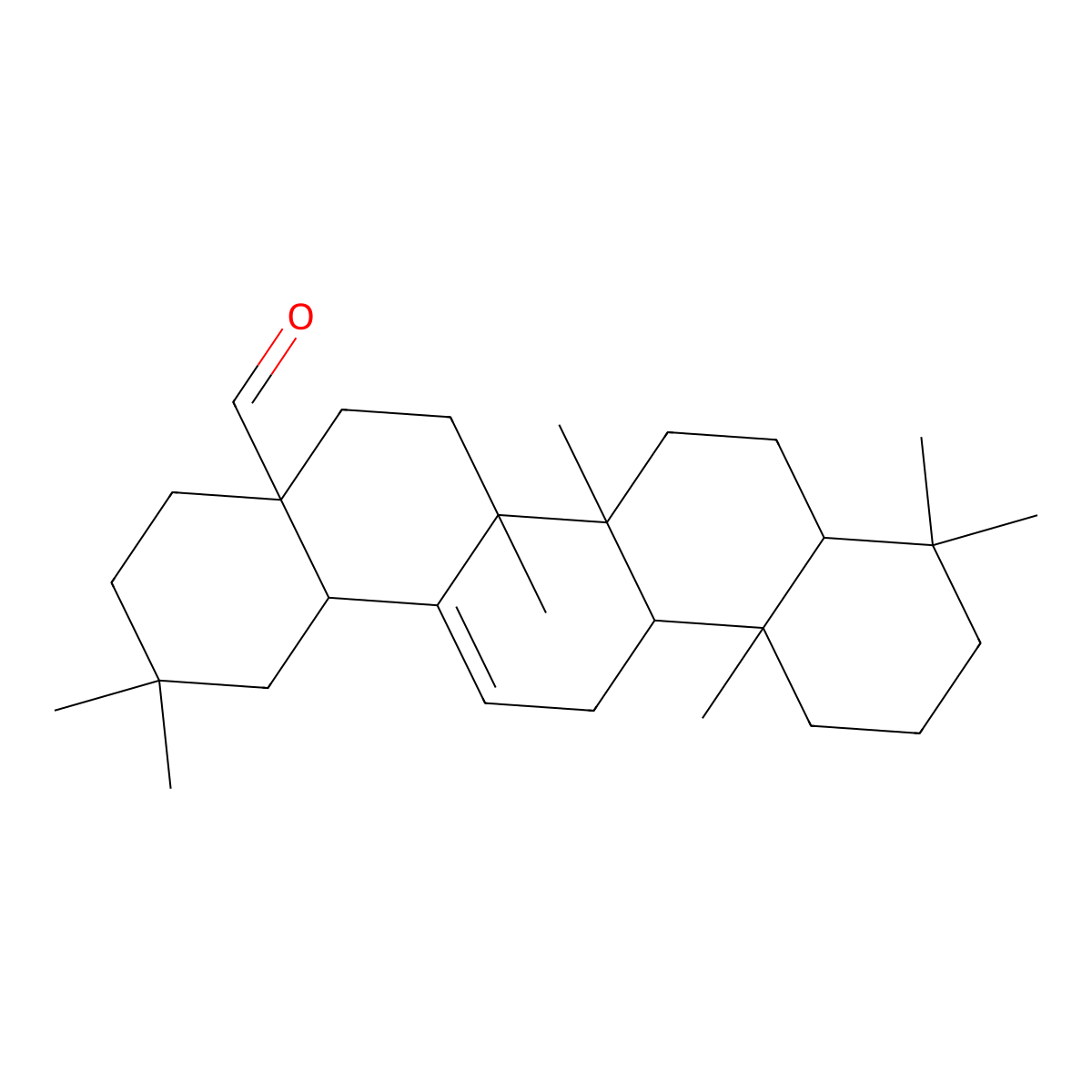 (4aS,6aR,6aS,6bR,8aS,12aS,14bS)-2,2,6a,6b,9,9,12a-heptamethyl-1,3,4,5,6,6a,7,8,8a,10,11,12,13,14b-tetradecahydropicene-4a-carbaldehyde molecular structure, CAS 10070-76-5