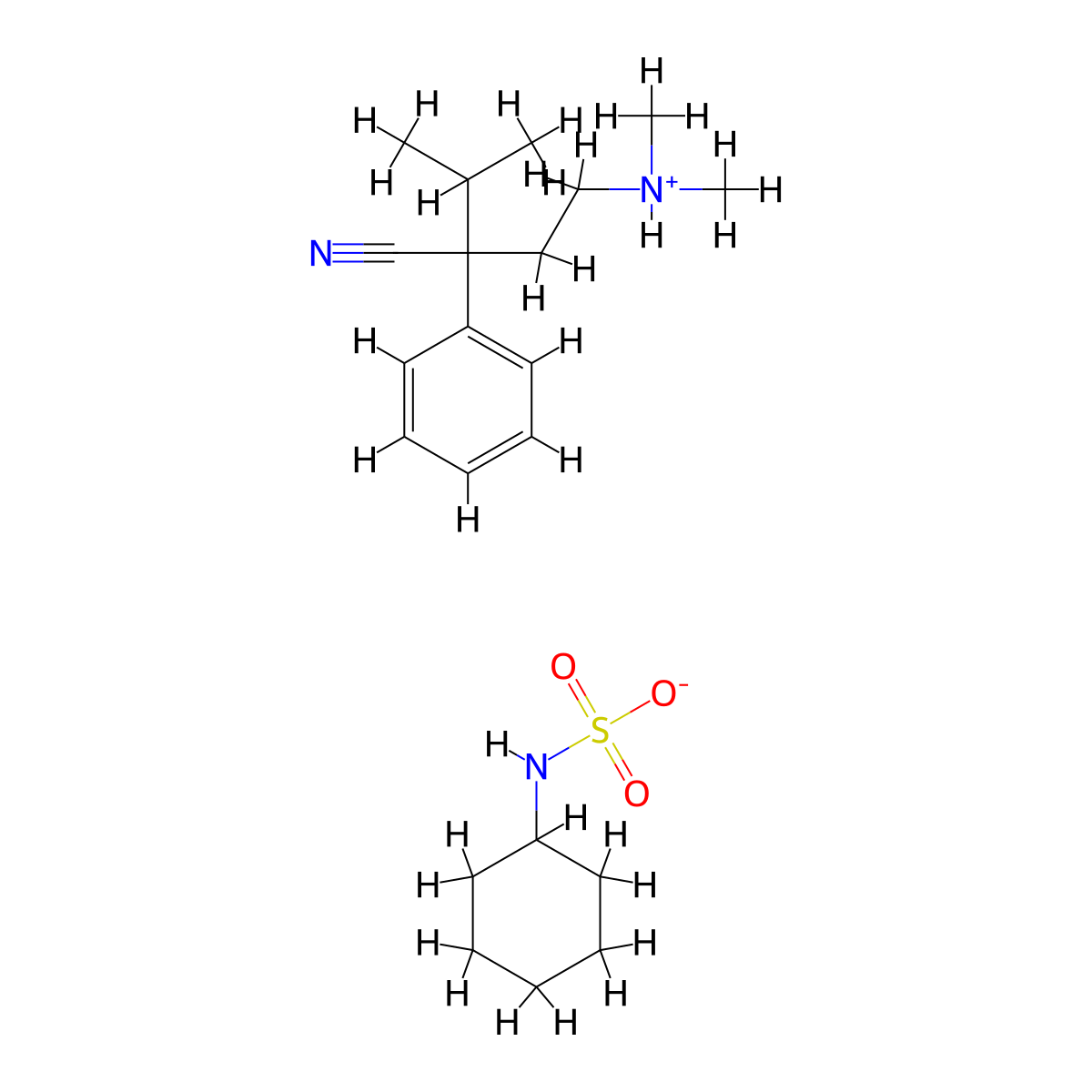 Butyronitrile, 4-(dimethylamino)-2-isopropyl-2-phenyl-, cyclohexane sulfamate molecular structure, CAS 100700-37-6