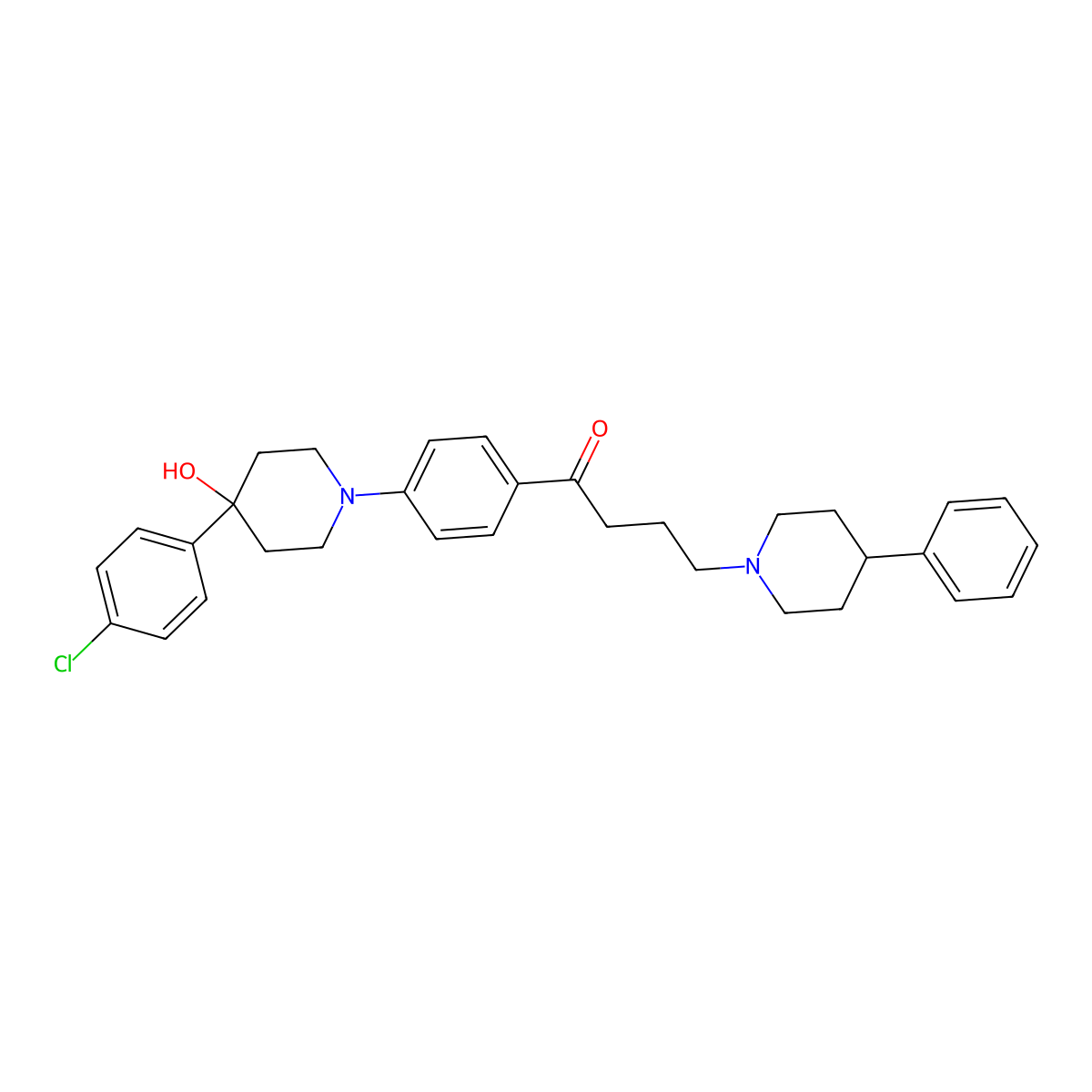 Butyrophenone, 4'-(4-(p-chlorophenyl)-4-hydroxypiperidino)-4-(4-phenylpiperidino)- molecular structure, CAS 100700-45-6