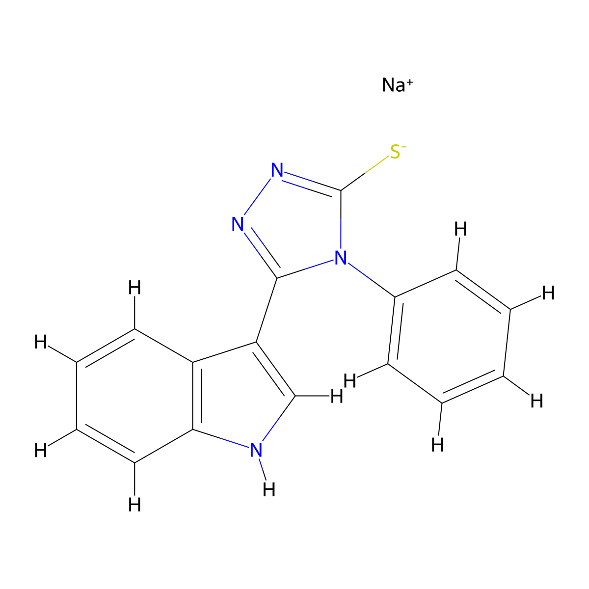 sodium 5-(1H-indol-3-yl)-4-phenyl-4H-1,2,4-triazole-3-thiolate molecular structure, CAS 1007016-46-7