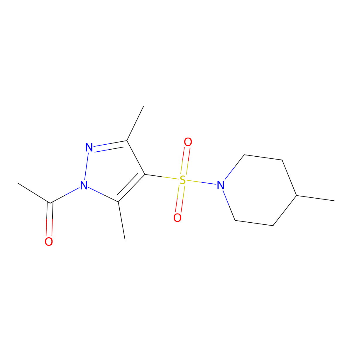 1-Acetyl-3,5-dimethyl-4-[(4-methylpiperidyl)sulfonyl]pyrazole molecular structure, CAS 1007023-45-1