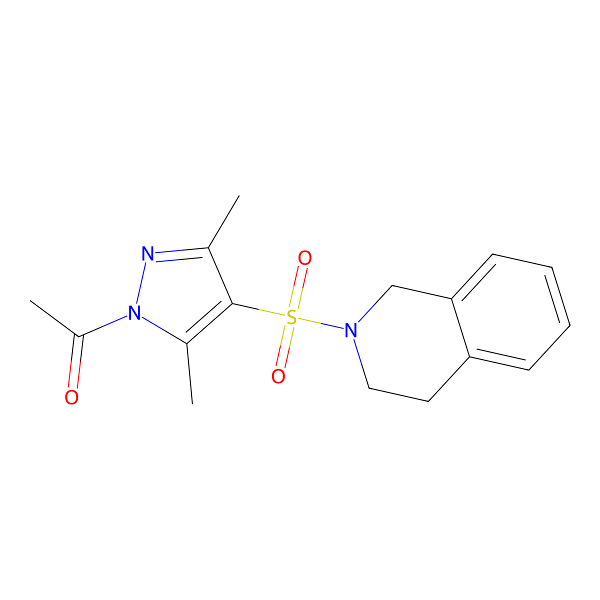 1-(4-((3,4-dihydroisoquinolin-2(1H)-yl)sulfonyl)-3,5-dimethyl-1H-pyrazol-1-yl)ethanone molecular structure, CAS 1007024-21-6