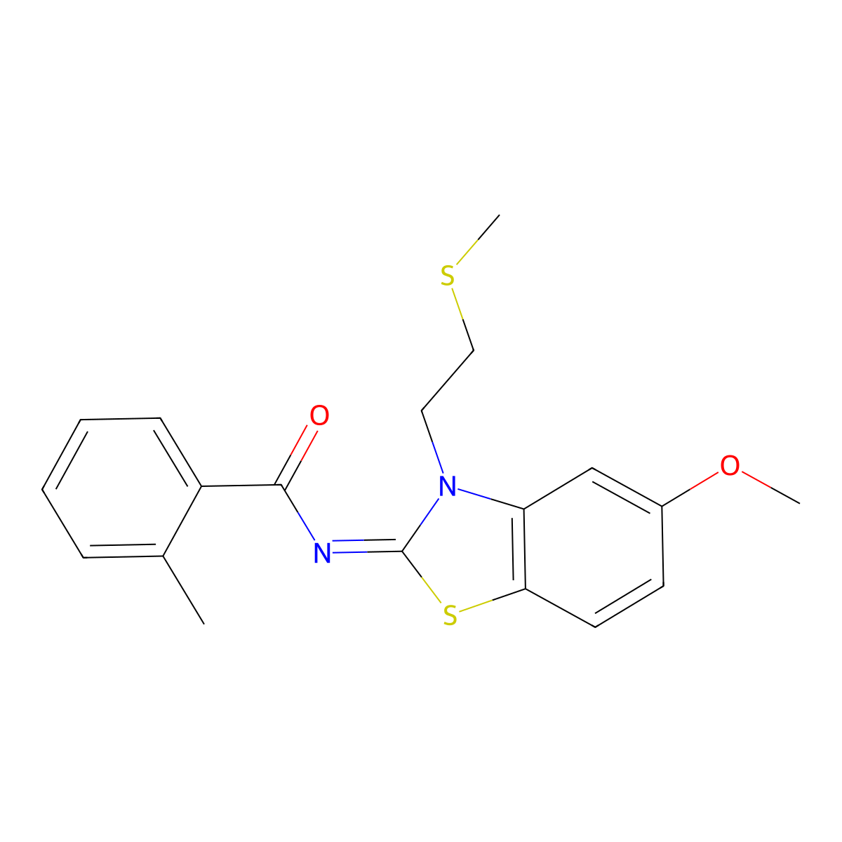 (Z)-N-(5-methoxy-3-(2-(methylthio)ethyl)benzo[d]thiazol-2(3H)-ylidene)-2-methylbenzamide molecular structure, CAS 1007024-42-1