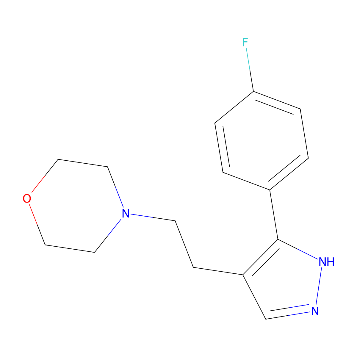 4-{2-[3-(4-fluorophenyl)-1H-pyrazol-4-yl]ethyl}morpholine molecular structure, CAS 1007029-88-0