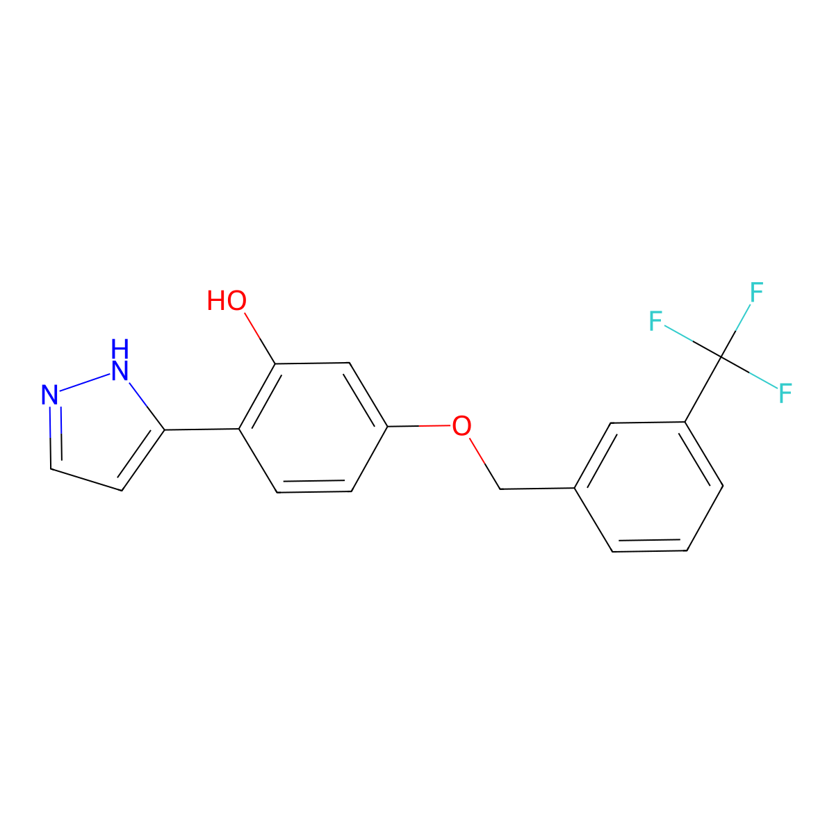 2-(1H-pyrazol-3-yl)-5-{[3-(trifluoromethyl)benzyl]oxy}benzenol molecular structure, CAS 1007029-93-7