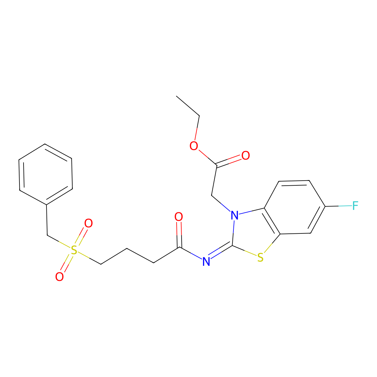 (E)-ethyl 2-(2-((4-(benzylsulfonyl)butanoyl)imino)-6-fluorobenzo[d]thiazol-3(2H)-yl)acetate molecular structure, CAS 1007030-29-6