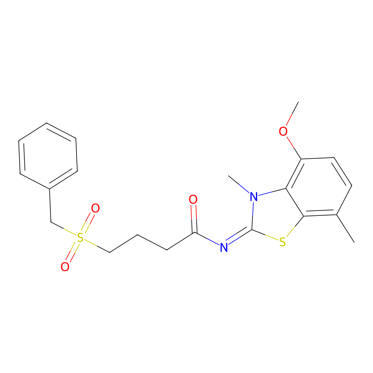 (E)-4-(benzylsulfonyl)-N-(4-methoxy-3,7-dimethylbenzo[d]thiazol-2(3H)-ylidene)butanamide molecular structure, CAS 1007030-82-1