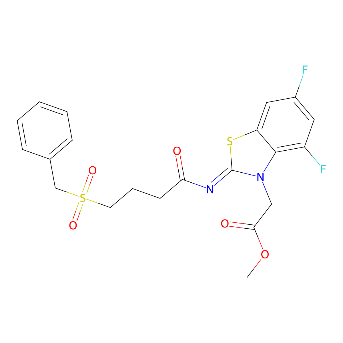 (E)-methyl 2-(2-((4-(benzylsulfonyl)butanoyl)imino)-4,6-difluorobenzo[d]thiazol-3(2H)-yl)acetate molecular structure, CAS 1007033-76-2