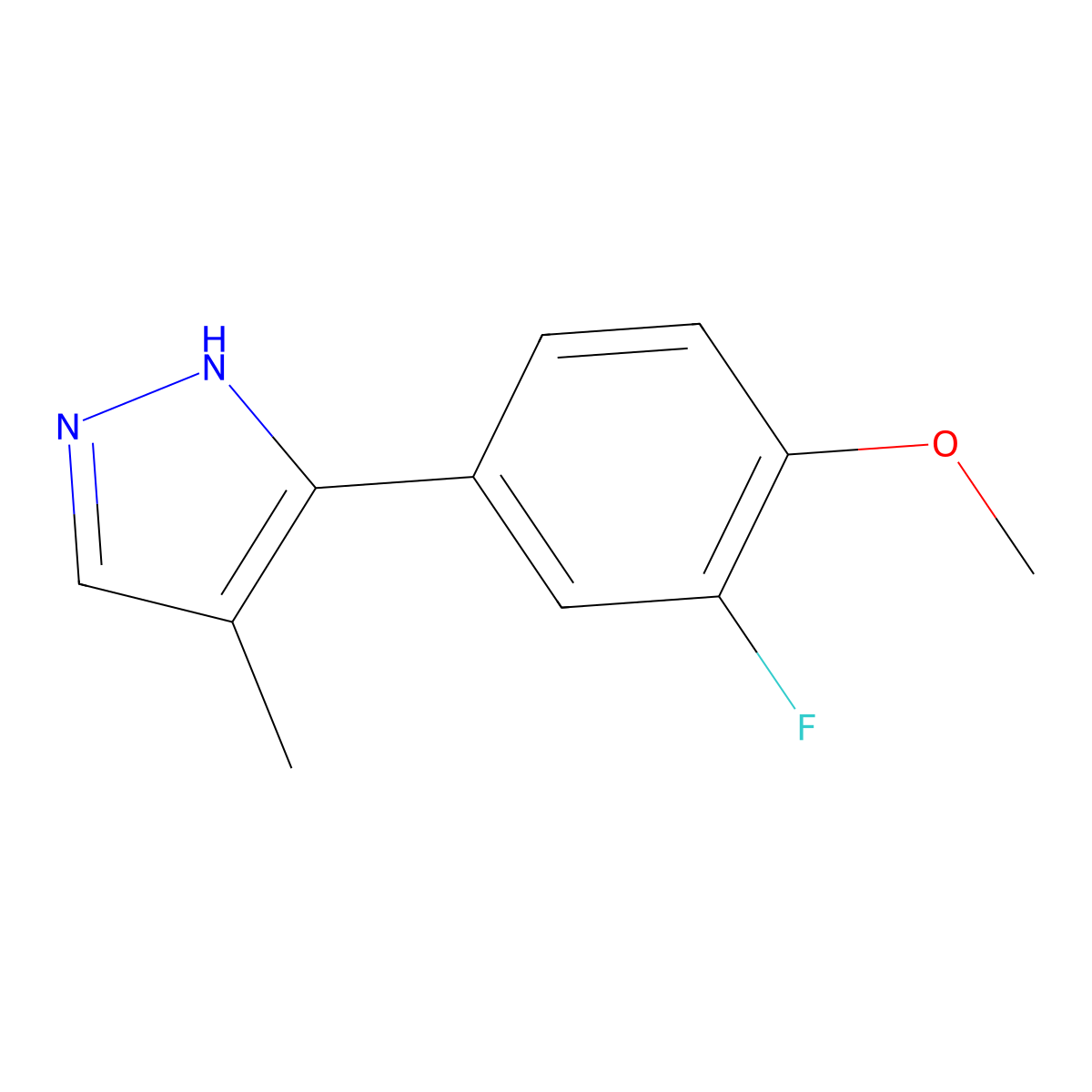 5-(3-fluoro-4-methoxyphenyl)-4-methyl-1H-pyrazole molecular structure, CAS 1007033-91-1