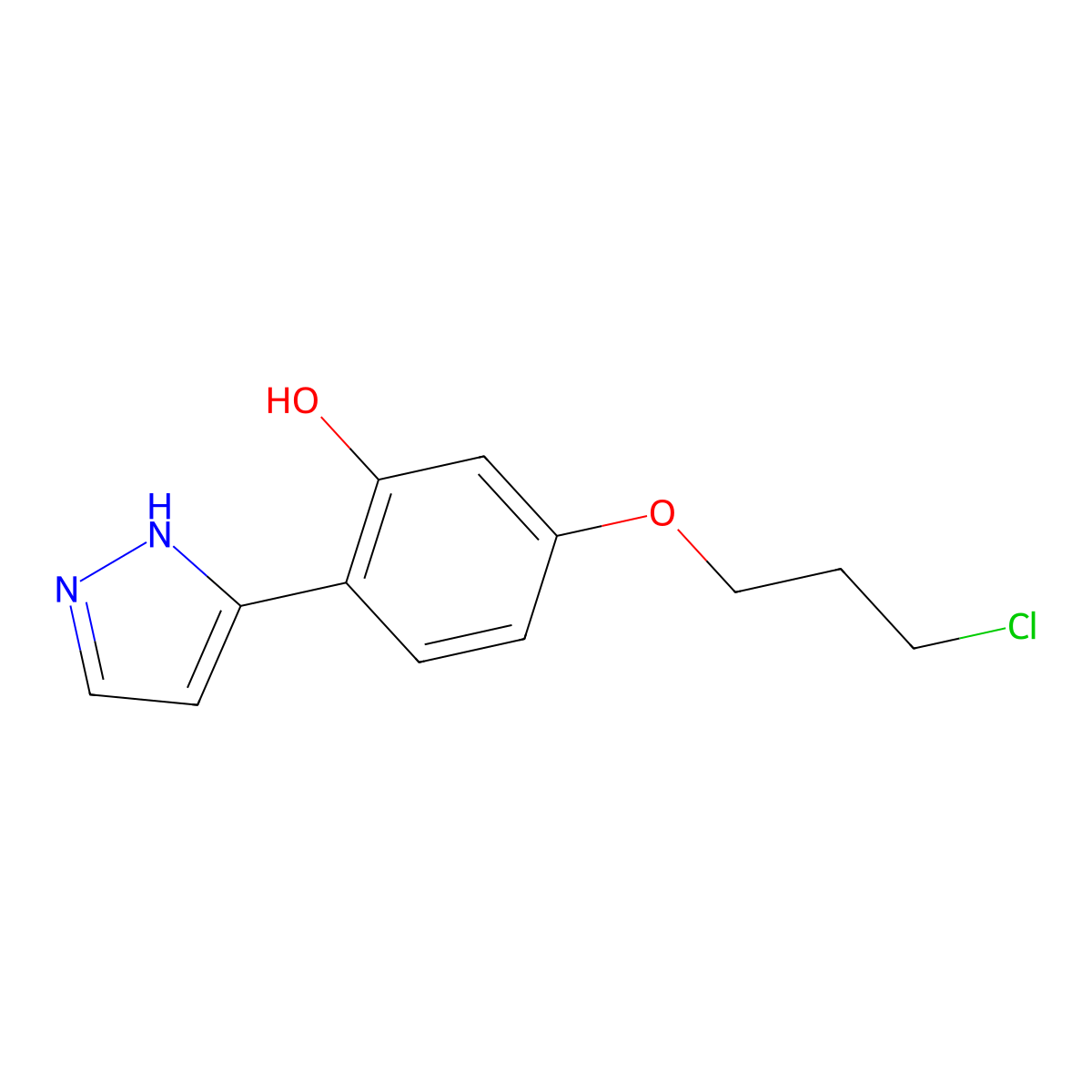 5-(3-chloropropoxy)-2-(1H-pyrazol-3-yl)benzenol molecular structure, CAS 1007034-10-7