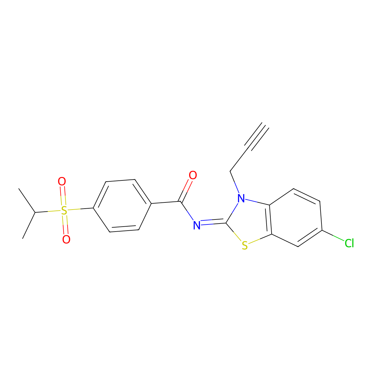 (Z)-N-(6-chloro-3-(prop-2-yn-1-yl)benzo[d]thiazol-2(3H)-ylidene)-4-(isopropylsulfonyl)benzamide molecular structure, CAS 1007035-12-2