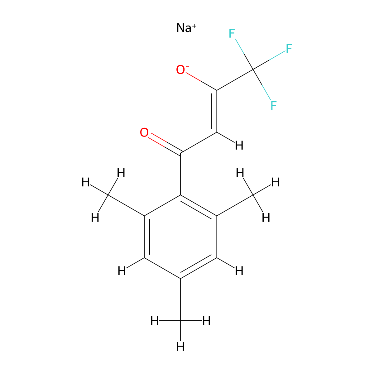Sodium 1,1,1-trifluoro-4-oxo-4-(2,4,6-trimethylphenyl)but-2-en-2-olate molecular structure, CAS 1007036-53-4