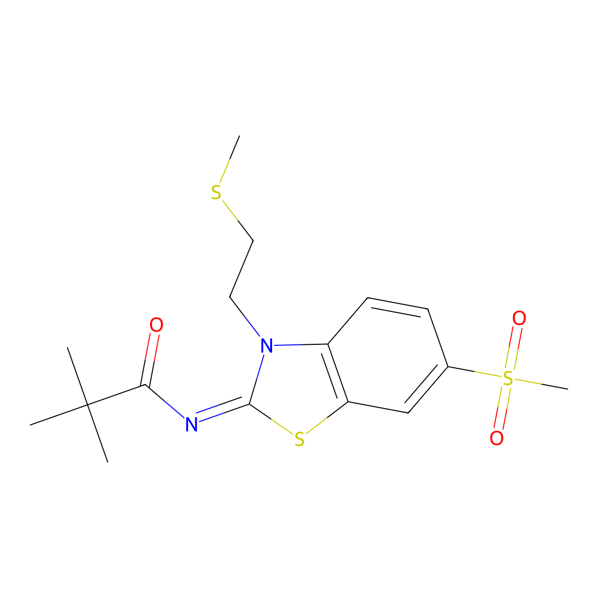 (Z)-N-(6-(methylsulfonyl)-3-(2-(methylthio)ethyl)benzo[d]thiazol-2(3H)-ylidene)pivalamide molecular structure, CAS 1007040-78-9