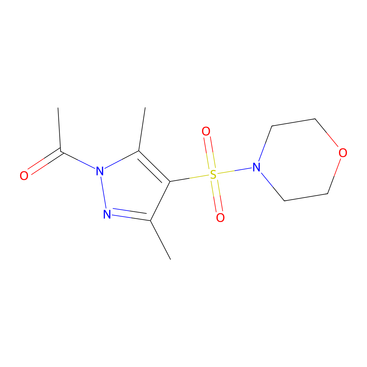 1-Acetyl-3,5-dimethyl-4-(morpholin-4-ylsulfonyl)pyrazole molecular structure, CAS 1007042-95-6