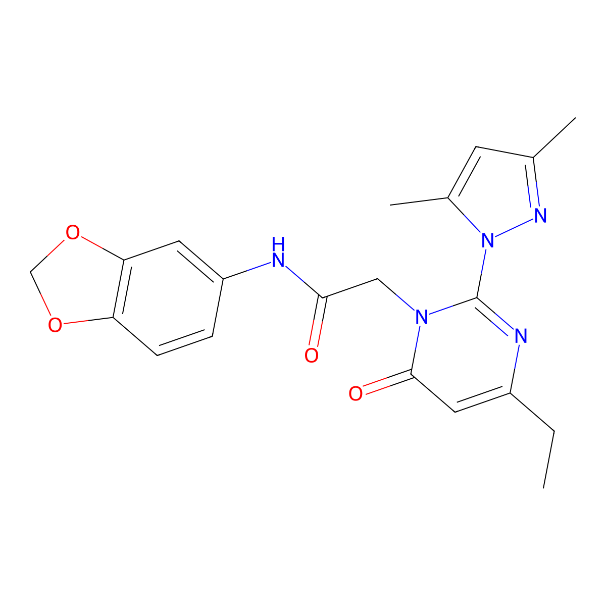 N-(benzo[d][1,3]dioxol-5-yl)-2-(2-(3,5-dimethyl-1H-pyrazol-1-yl)-4-ethyl-6-oxopyrimidin-1(6H)-yl)acetamide molecular structure, CAS 1007044-60-1