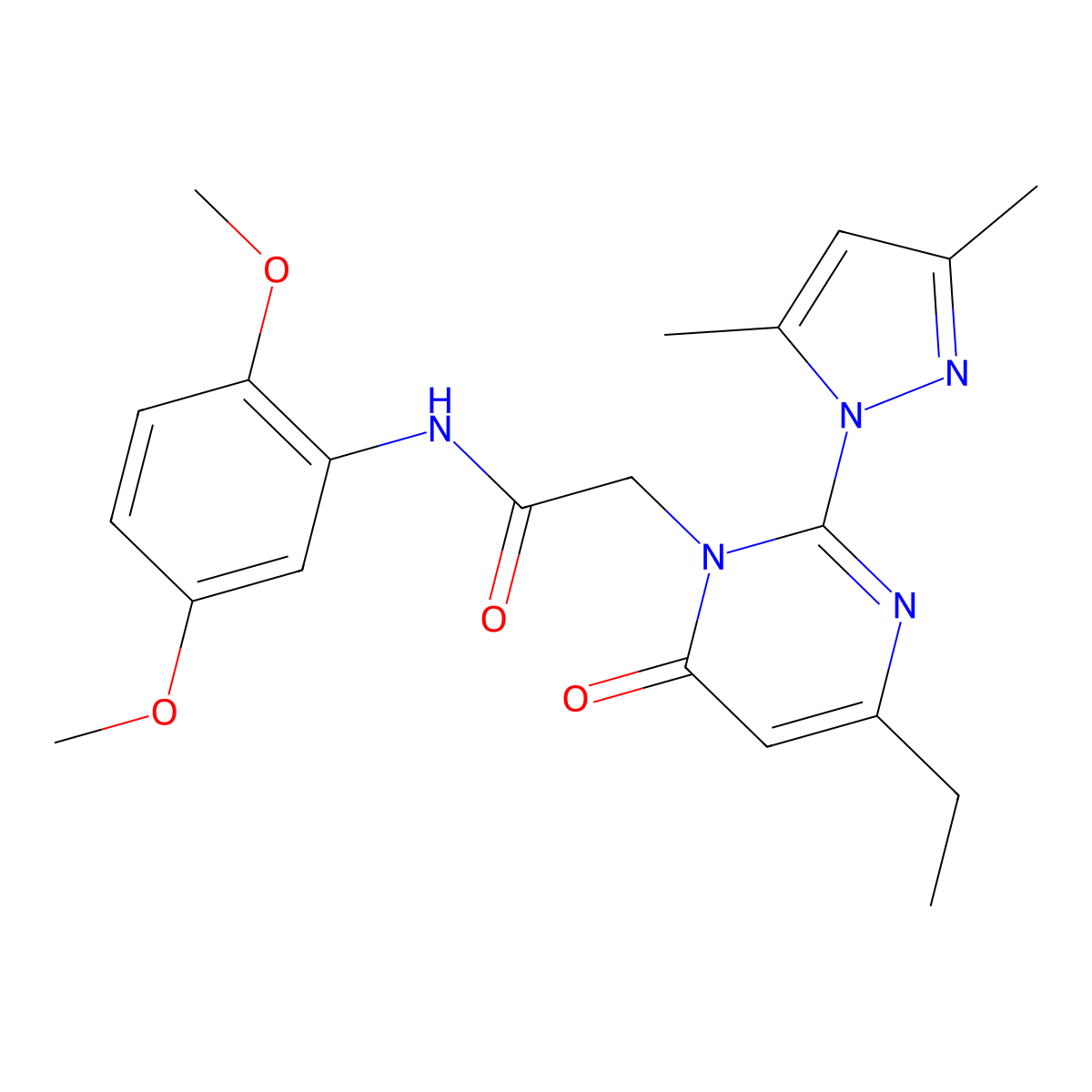 N-(2,5-dimethoxyphenyl)-2-(2-(3,5-dimethyl-1H-pyrazol-1-yl)-4-ethyl-6-oxopyrimidin-1(6H)-yl)acetamide molecular structure, CAS 1007044-96-3