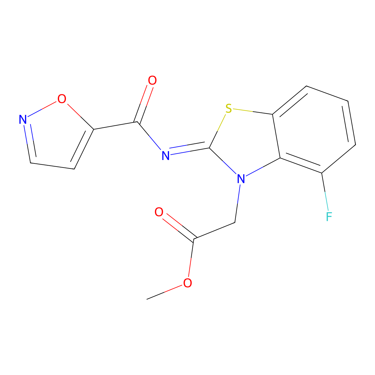 (Z)-methyl 2-(4-fluoro-2-((isoxazole-5-carbonyl)imino)benzo[d]thiazol-3(2H)-yl)acetate molecular structure, CAS 1007052-48-3