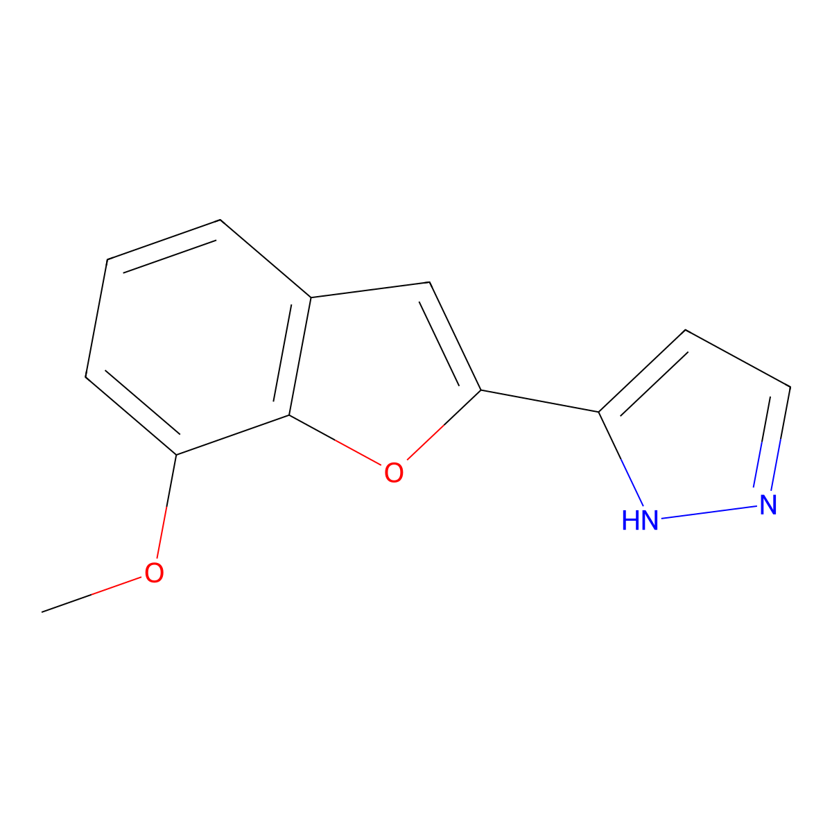 3-(7-methoxy-1-benzofuran-2-yl)-1H-pyrazole molecular structure, CAS 1007055-34-6