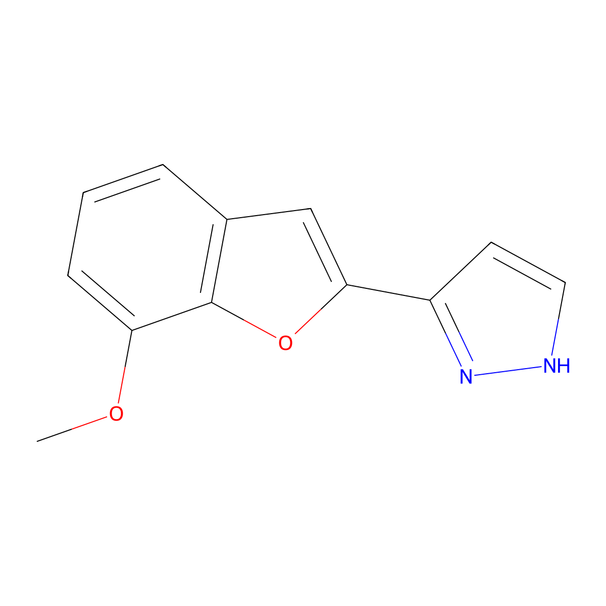 3-(7-methoxy-1-benzofuran-2-yl)-1H-pyrazole molecular structure, CAS 1007055-34-6
