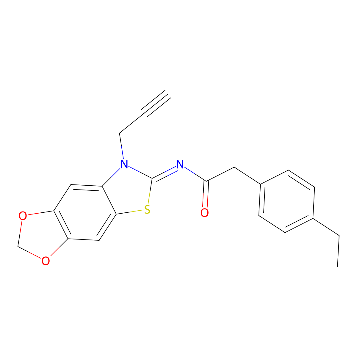 (Z)-2-(4-ethylphenyl)-N-(7-(prop-2-yn-1-yl)-[1,3]dioxolo[4',5':4,5]benzo[1,2-d]thiazol-6(7H)-ylidene)acetamide molecular structure, CAS 1007057-50-2