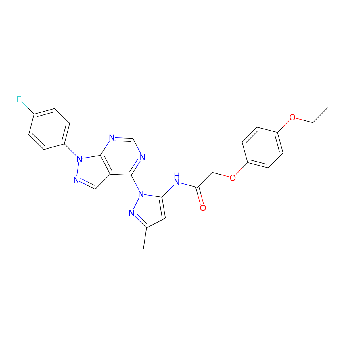 2-(4-ethoxyphenoxy)-N-{1-[1-(4-fluorophenyl)-1H-pyrazolo[3,4-d]pyrimidin-4-yl]-3-methyl-1H-pyrazol-5-yl}acetamide molecular structure, CAS 1007062-53-4