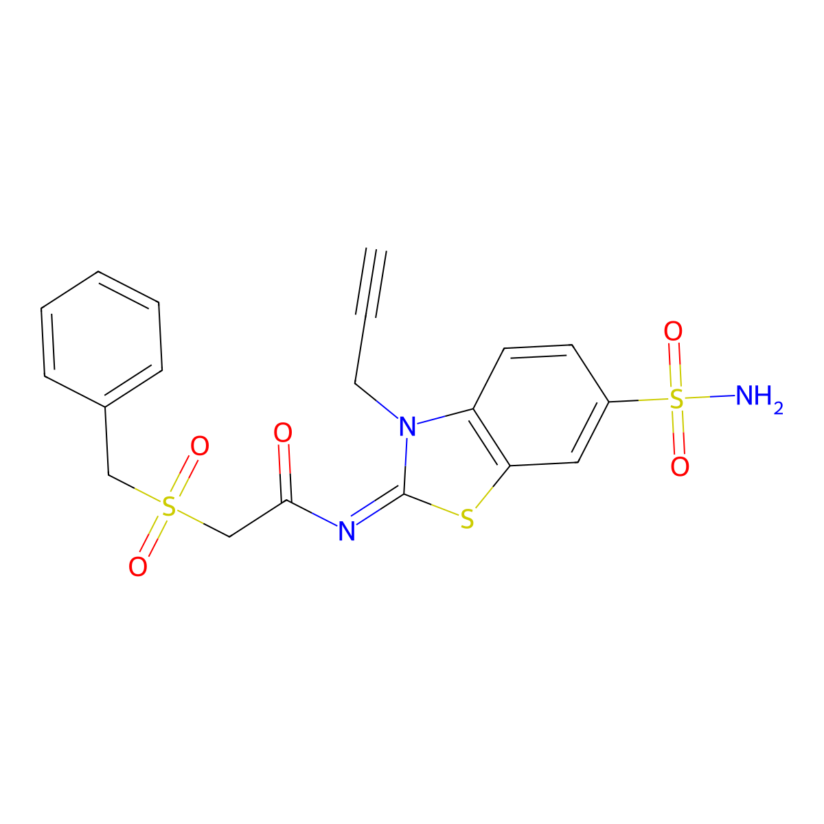 (E)-2-(benzylsulfonyl)-N-(3-(prop-2-yn-1-yl)-6-sulfamoylbenzo[d]thiazol-2(3H)-ylidene)acetamide molecular structure, CAS 1007063-20-8