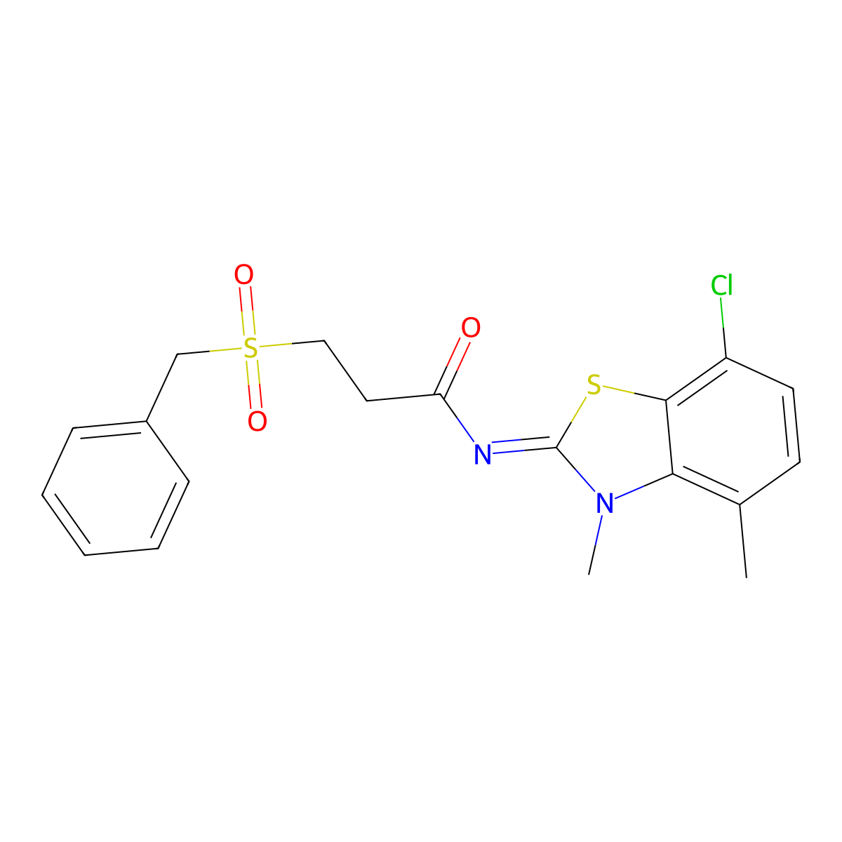 (E)-3-(benzylsulfonyl)-N-(7-chloro-3,4-dimethylbenzo[d]thiazol-2(3H)-ylidene)propanamide molecular structure, CAS 1007065-40-8