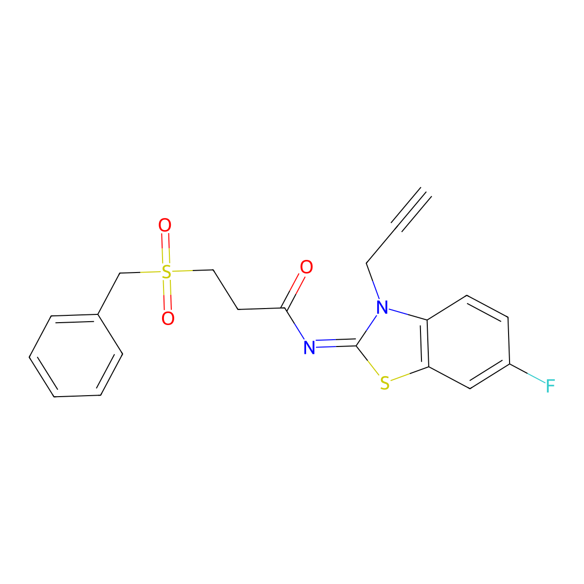(E)-3-(benzylsulfonyl)-N-(6-fluoro-3-(prop-2-yn-1-yl)benzo[d]thiazol-2(3H)-ylidene)propanamide molecular structure, CAS 1007067-24-4