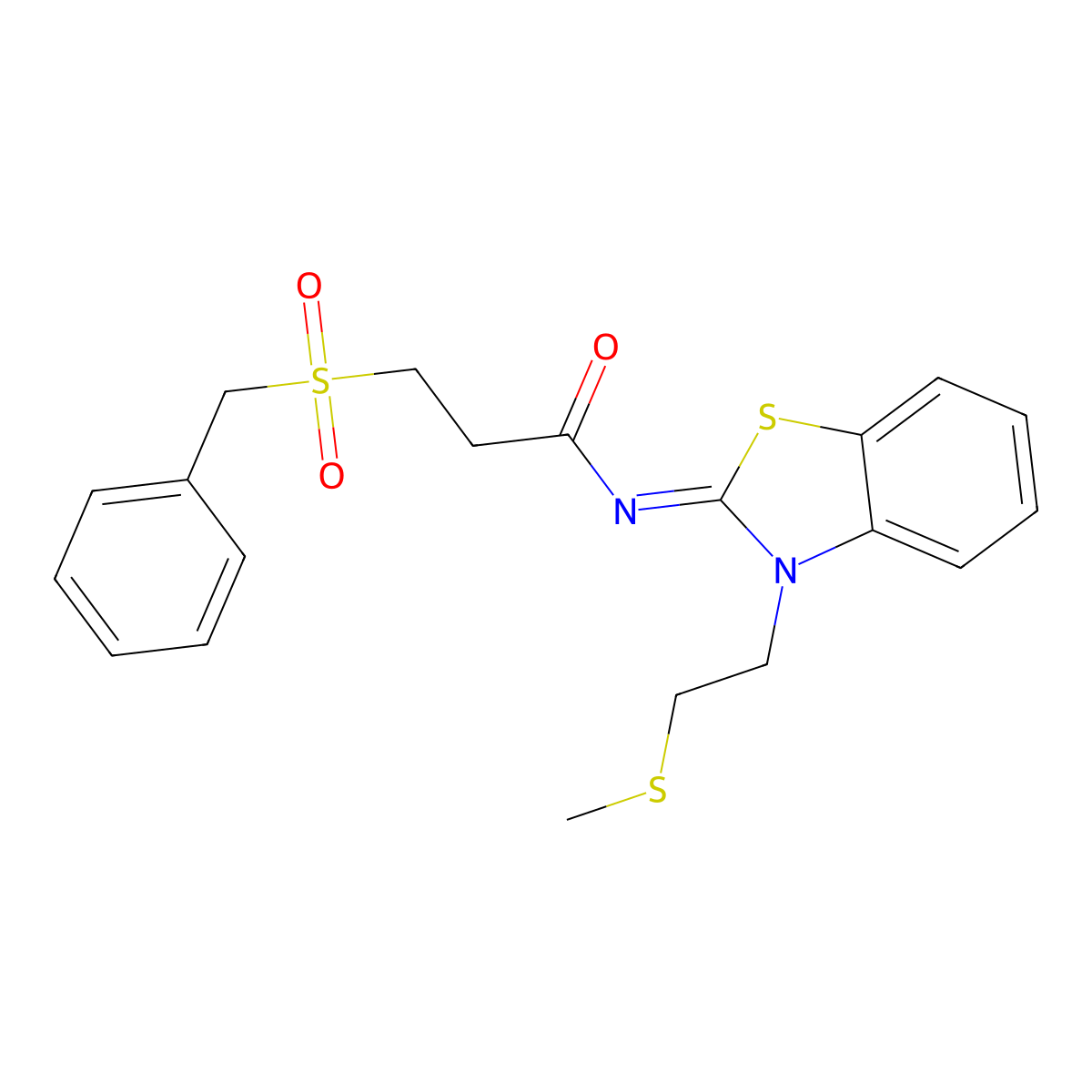 (E)-3-(benzylsulfonyl)-N-(3-(2-(methylthio)ethyl)benzo[d]thiazol-2(3H)-ylidene)propanamide molecular structure, CAS 1007068-58-7