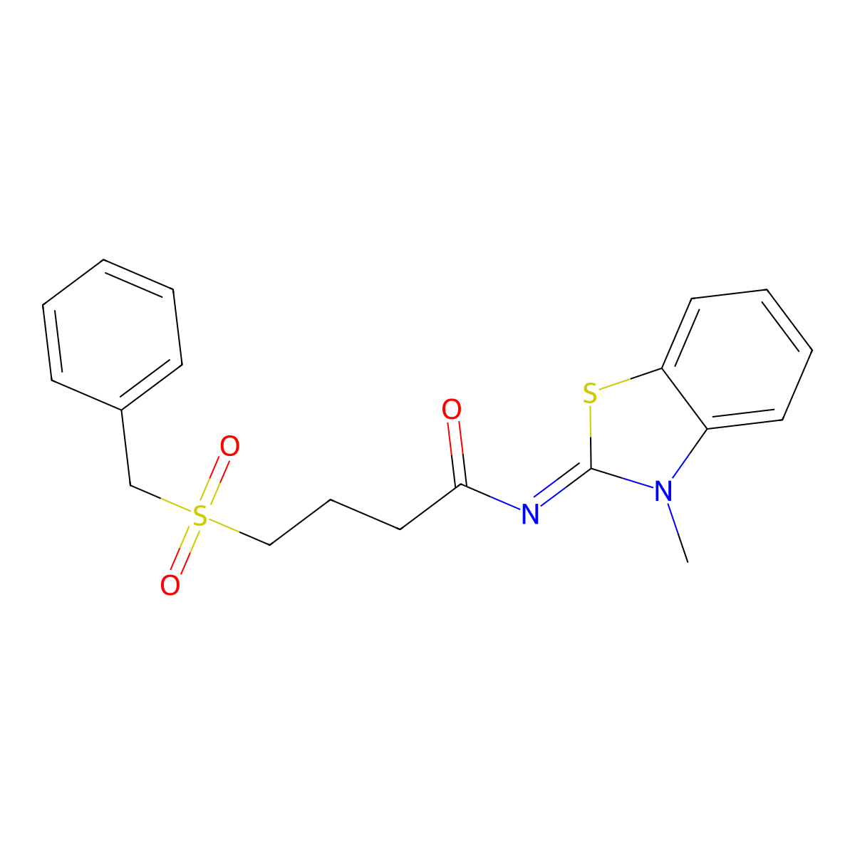 (E)-4-(benzylsulfonyl)-N-(3-methylbenzo[d]thiazol-2(3H)-ylidene)butanamide molecular structure, CAS 1007068-90-7
