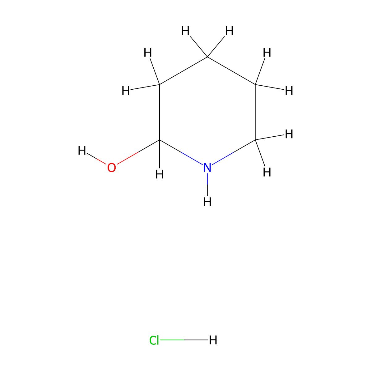 Piperidin-2-ol hydrochloride molecular structure, CAS 100707-36-6