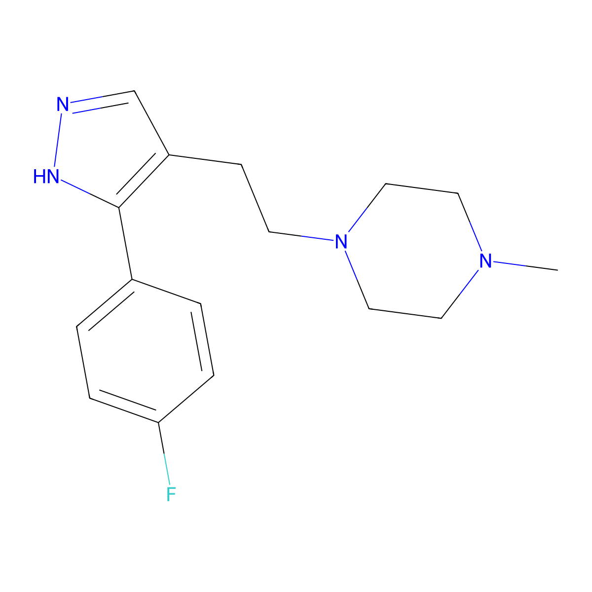 1-{2-[3-(4-fluorophenyl)-1H-pyrazol-4-yl]ethyl}-4-methylpiperazine molecular structure, CAS 1007071-72-8