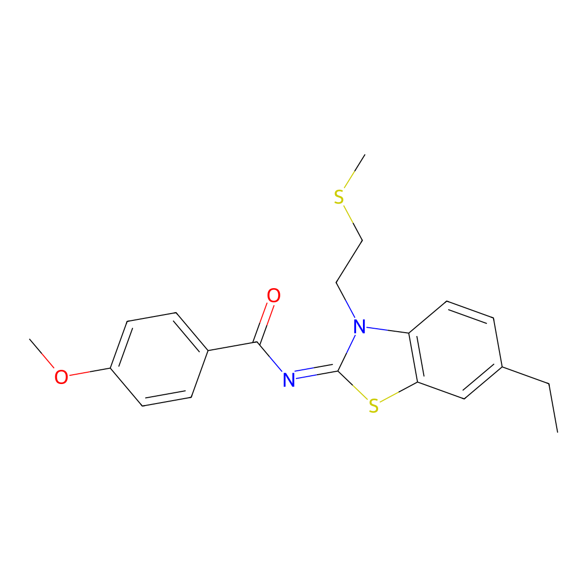 (Z)-N-(6-ethyl-3-(2-(methylthio)ethyl)benzo[d]thiazol-2(3H)-ylidene)-4-methoxybenzamide molecular structure, CAS 1007074-92-1