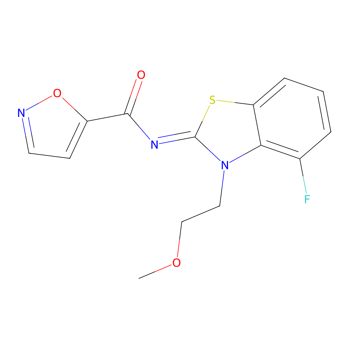 (Z)-N-(4-fluoro-3-(2-methoxyethyl)benzo[d]thiazol-2(3H)-ylidene)isoxazole-5-carboxamide molecular structure, CAS 1007075-50-4