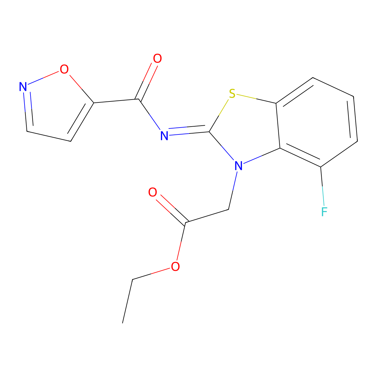 (Z)-ethyl 2-(4-fluoro-2-((isoxazole-5-carbonyl)imino)benzo[d]thiazol-3(2H)-yl)acetate molecular structure, CAS 1007076-10-9
