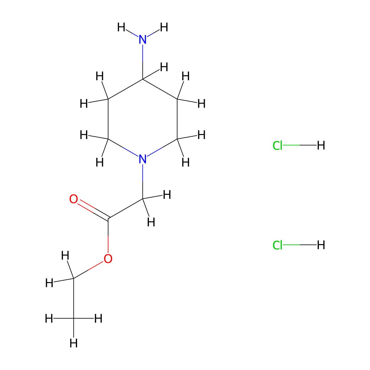 Ethyl 2-(4-aminopiperidin-1-yl)acetate dihydrochloride molecular structure, CAS 100708-07-4