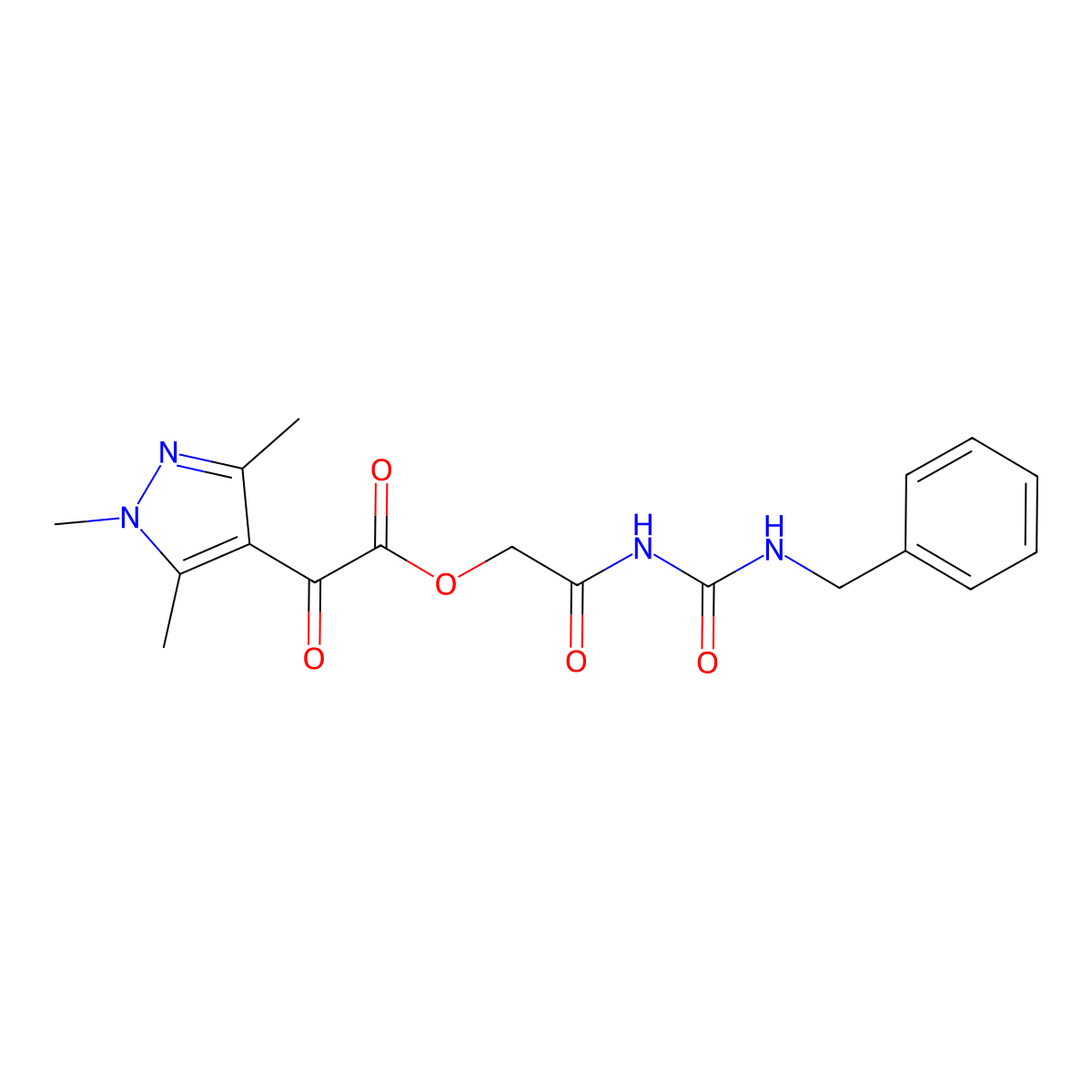2-[(benzylcarbamoyl)amino]-2-oxoethyl 2-oxo-2-(1,3,5-trimethyl-1H-pyrazol-4-yl)acetate molecular structure, CAS 1007083-59-1